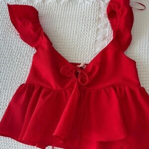 Urban Outfitters Red Ruffled Sleeveless Top